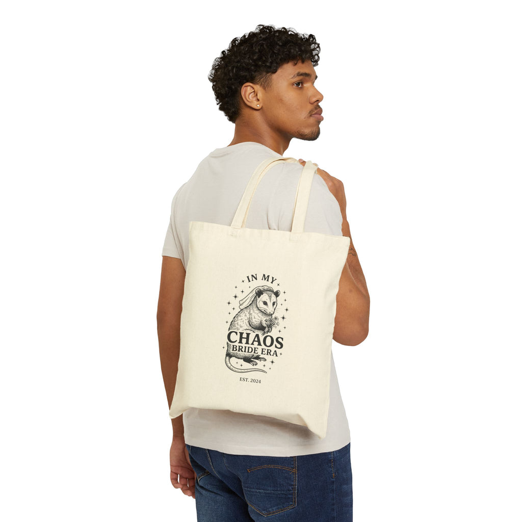 Chaos Bride Era Tote | Engaged Bride Slogan, Vintage Script Canvas