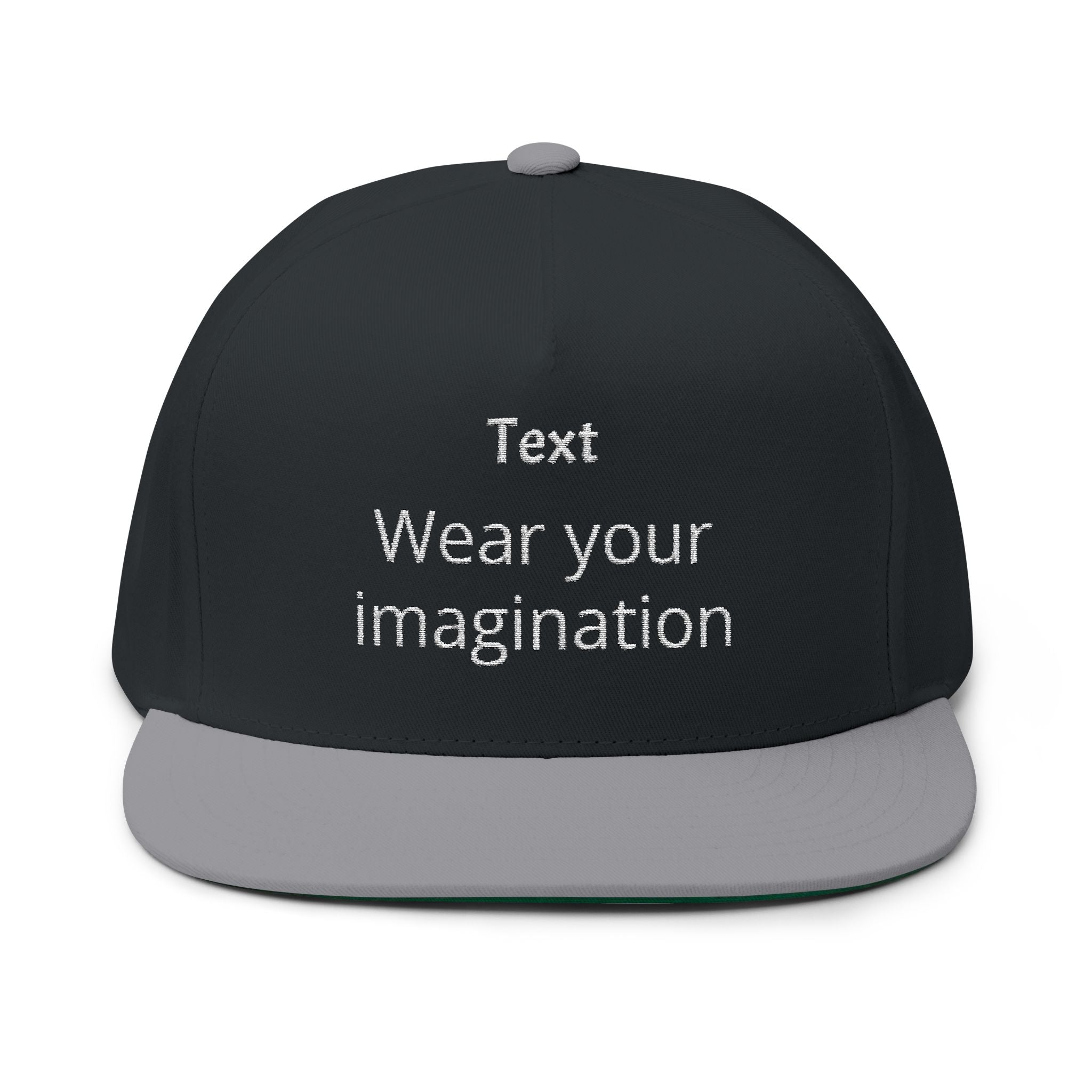 Custom Embroidered Flat Bill Cap — Personalized Text Snapback