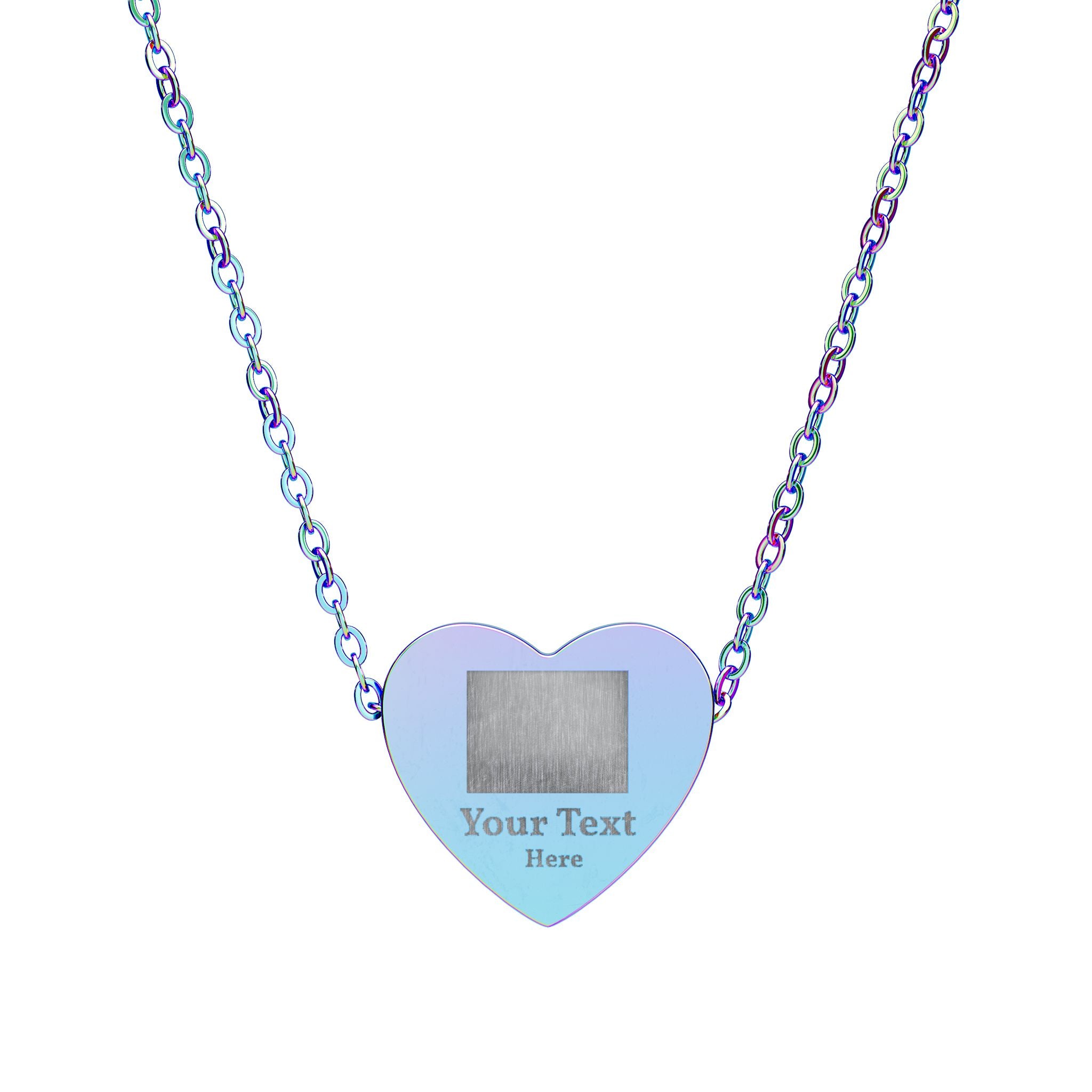 Engravable Heart Necklace — Personalized Photo/Name Pendant