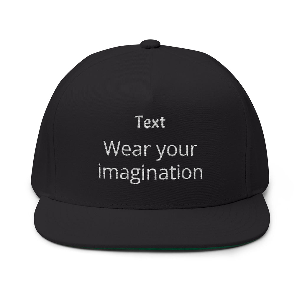Custom Embroidered Flat Bill Cap — Personalized Text Snapback