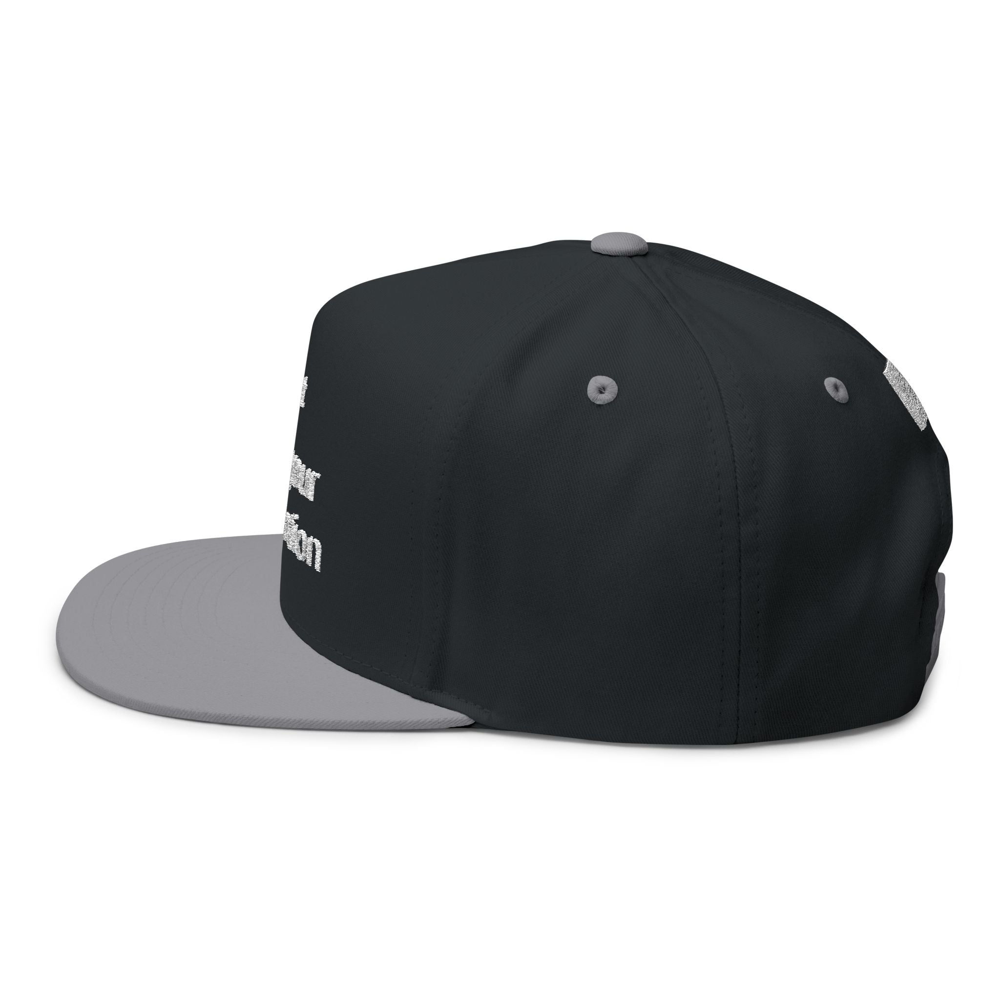 Custom Embroidered Flat Bill Cap — Personalized Text Snapback