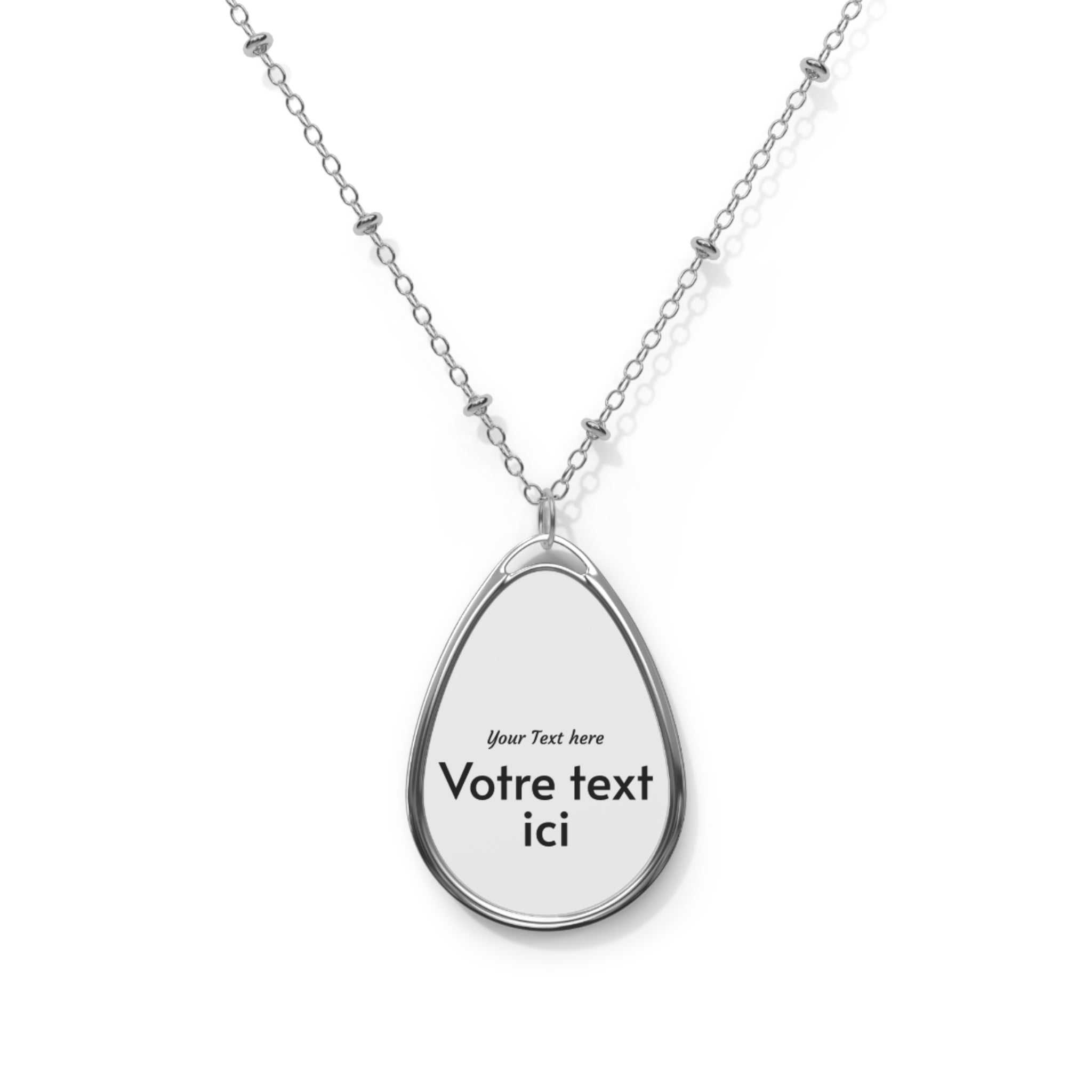 Custom Engraved Oval Pendant Necklace — Personalized Teardrop Locket