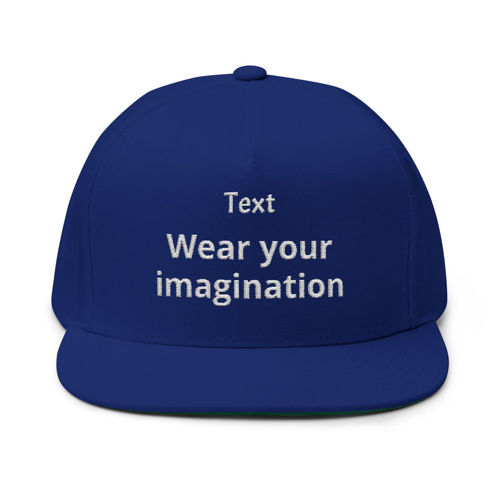Custom Embroidered Flat Bill Cap — Personalized Text Snapback
