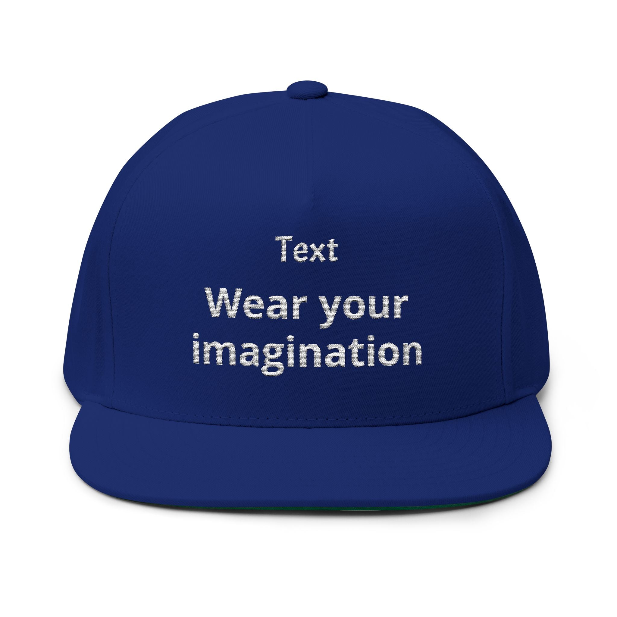 Custom Embroidered Flat Bill Cap — Personalized Text Snapback