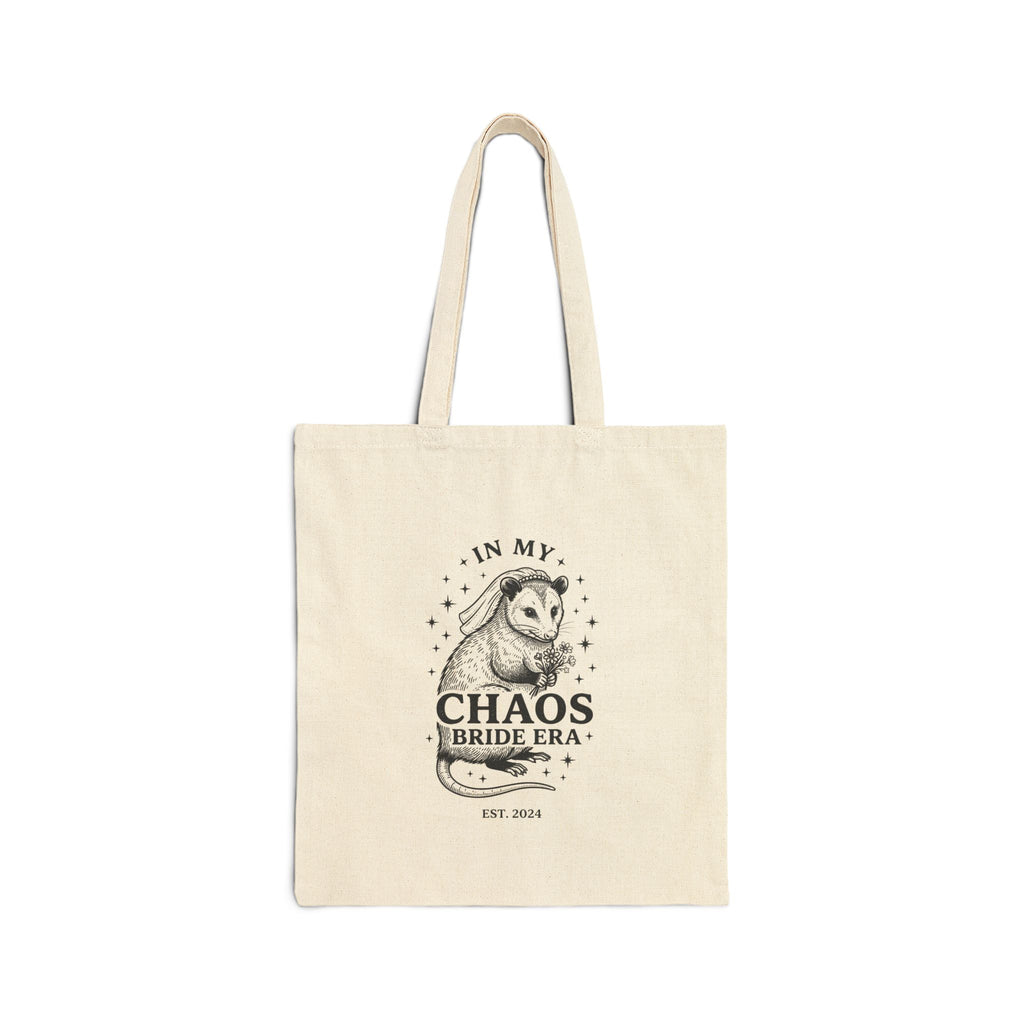 Chaos Bride Era Tote | Engaged Bride Slogan, Vintage Script Canvas