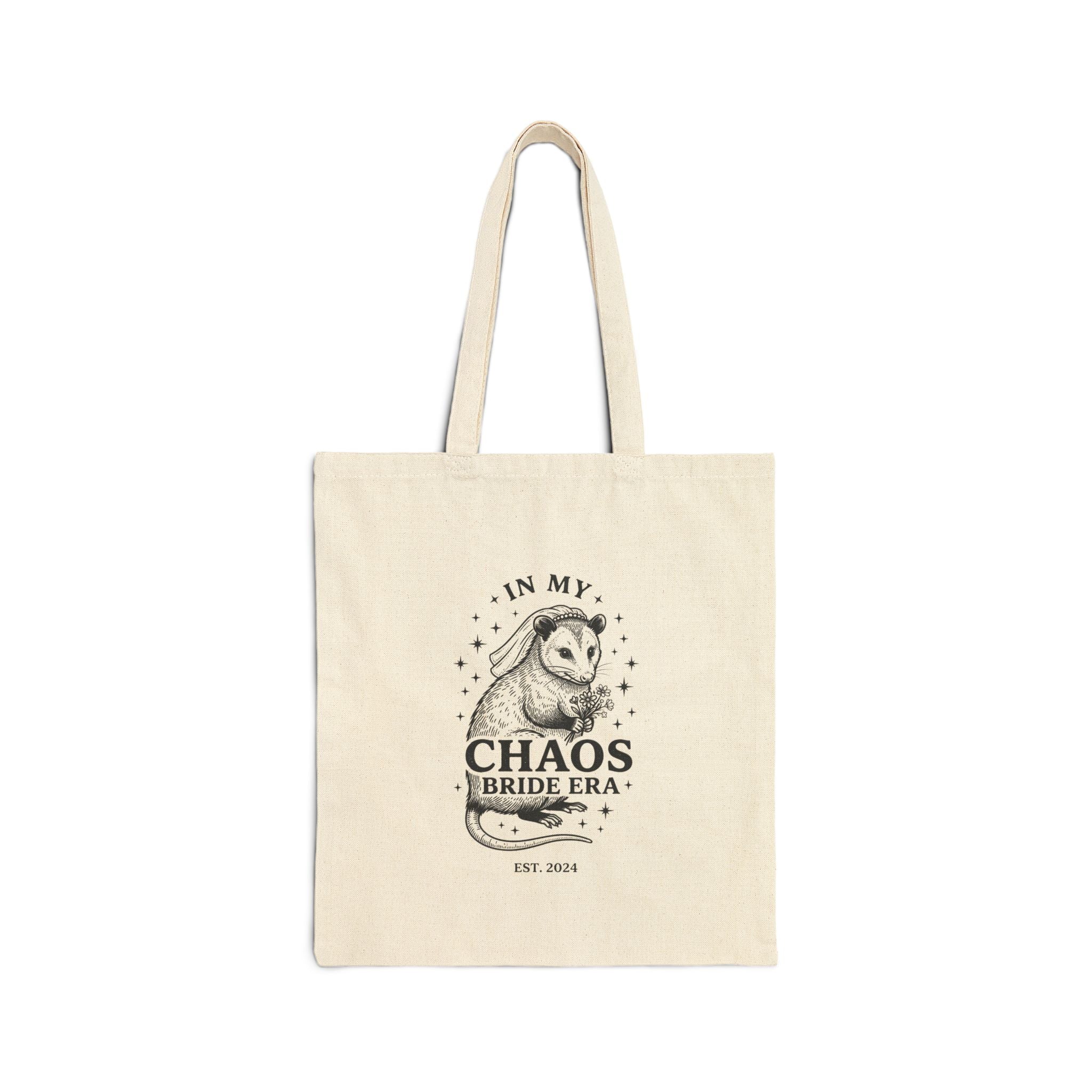 Chaos Bride Era Tote | Engaged Bride Slogan, Vintage Script Canvas
